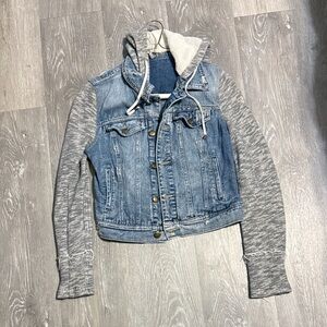 Free People Denim Jacket with Knit Details